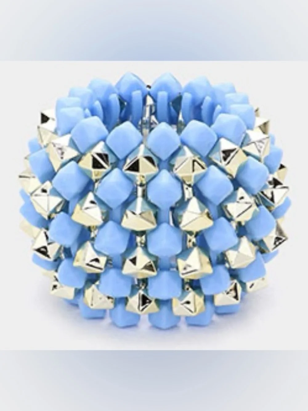 Blue Beaded Stretch Bracelet with Silver Accents